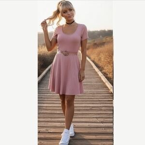 Super Soft Pastel Ribbed Knit Skater Dress